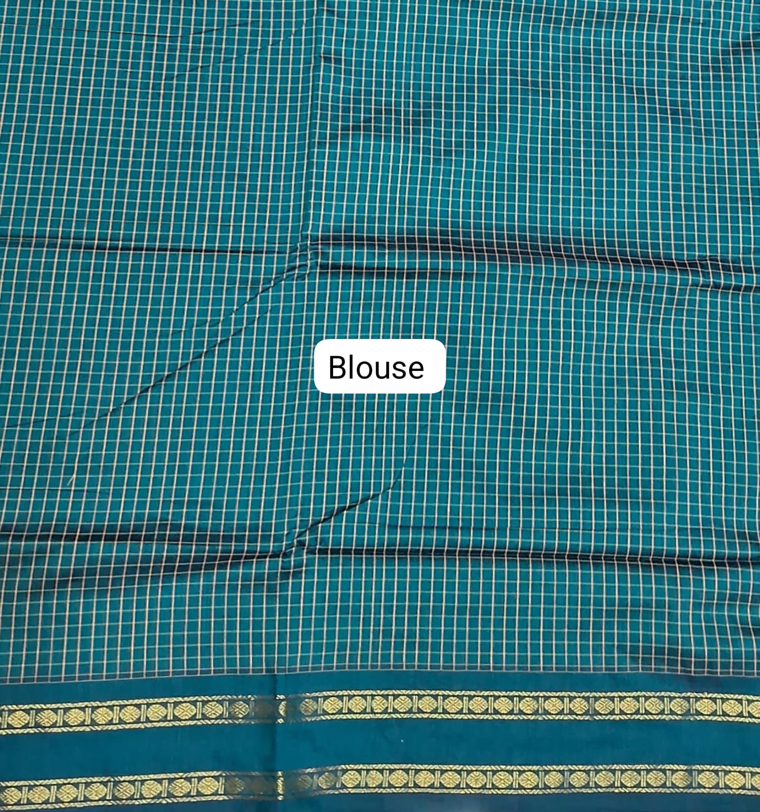 Rama Green Arani Cotton Saree blouse