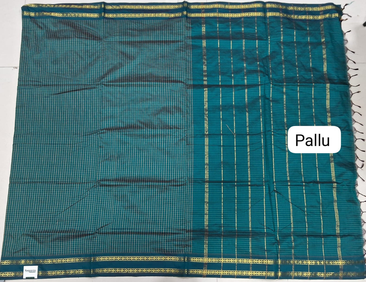 Rama Green Arani Cotton Saree pallu