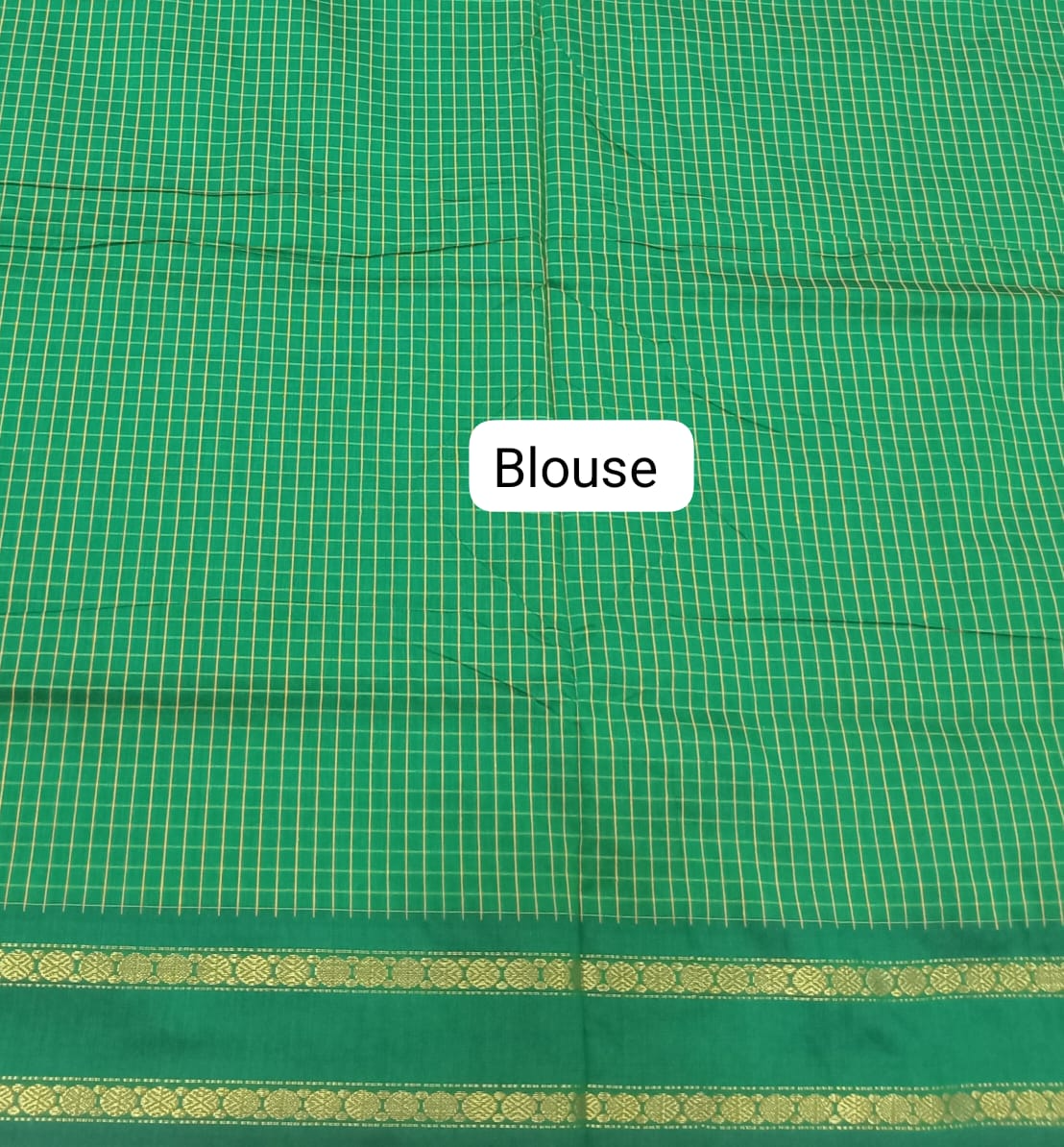 Bottle Green Arani Cotton Saree Blouse