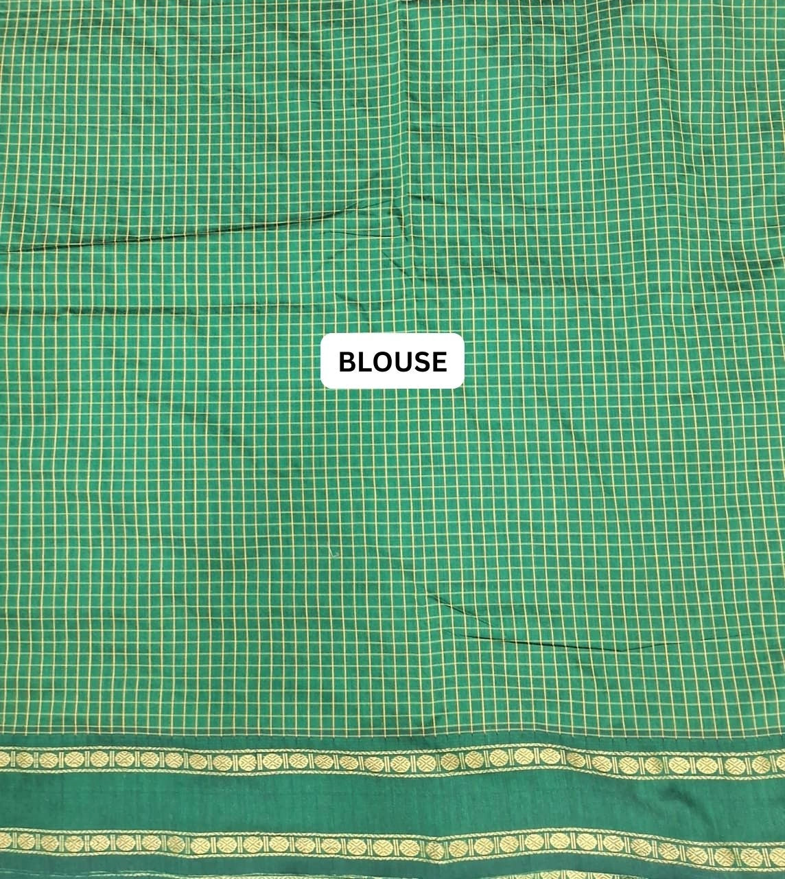 Handwoven Bottle Green Arani Cotton Saree blouse