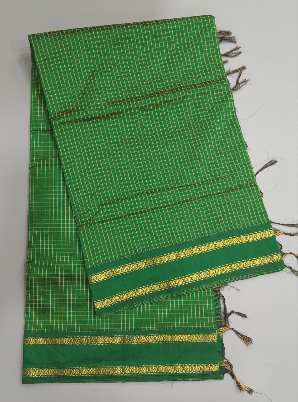 Bottle Green Arani Cotton Saree 