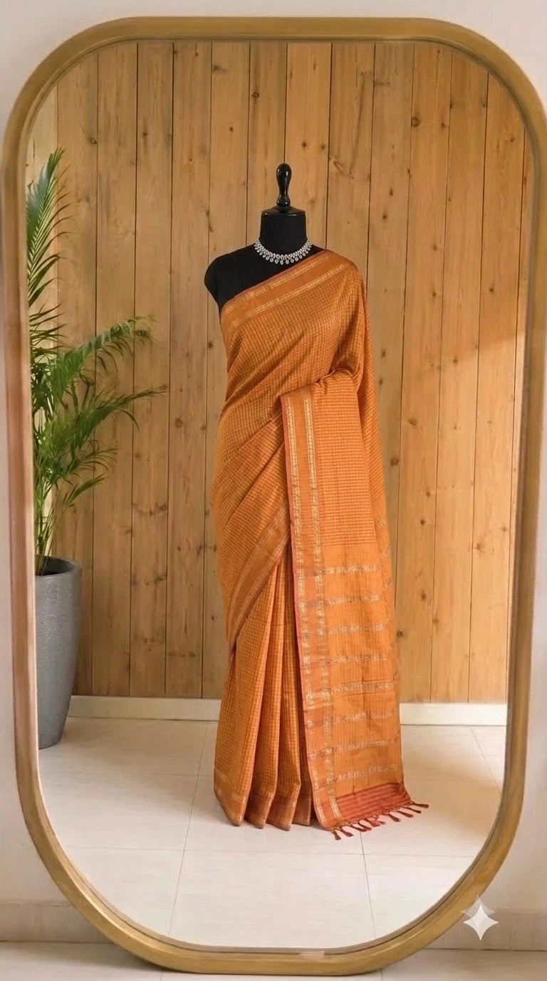 Orange Arani Cotton Saree