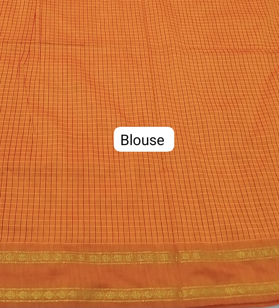 Orange Arani Cotton Saree Blouse