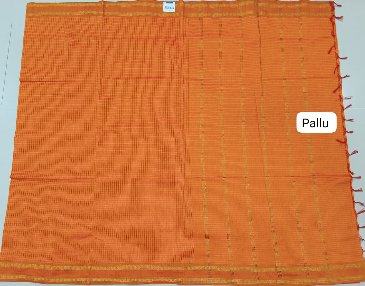 Orange Arani Cotton Saree Pallu