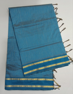Teal Blue Arani Cotton Saree 