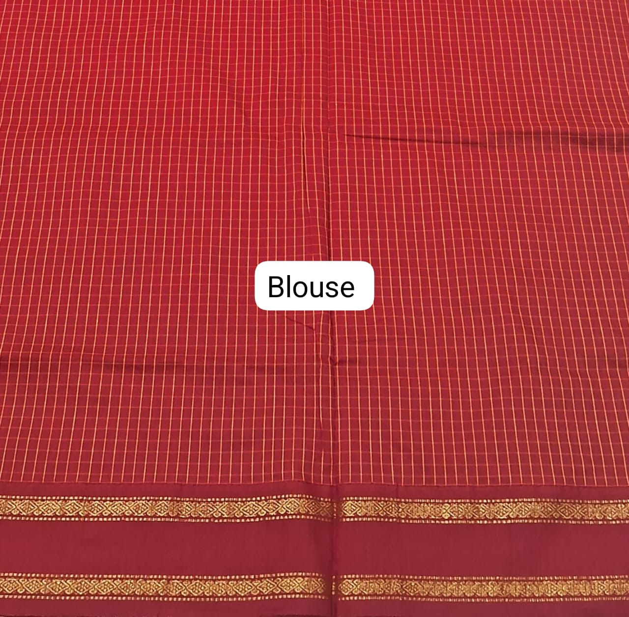 Red Arani Cotton Saree blouse