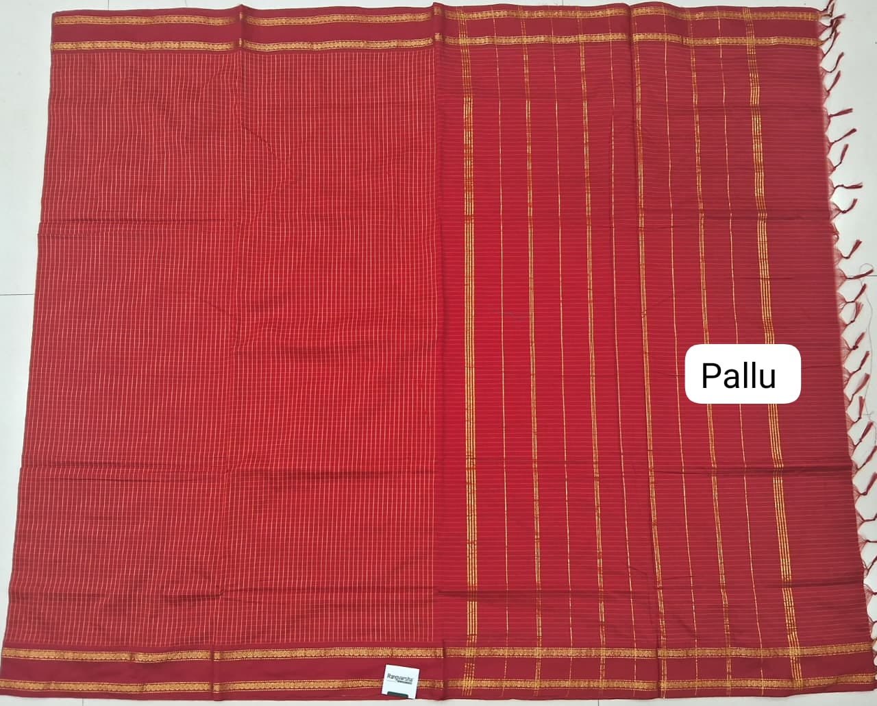 Red Arani Cotton Saree pallu