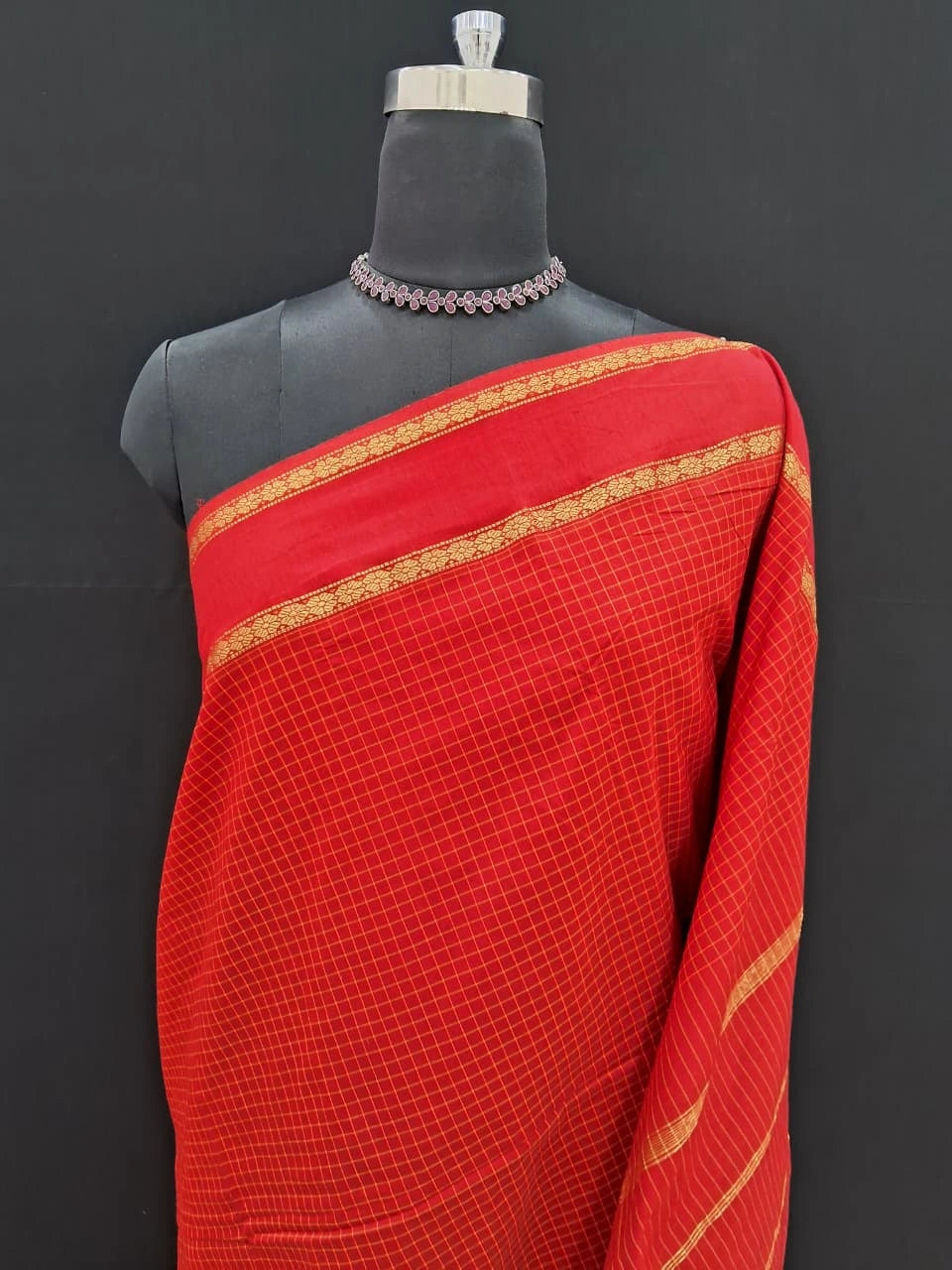Red Arani Cotton Saree 