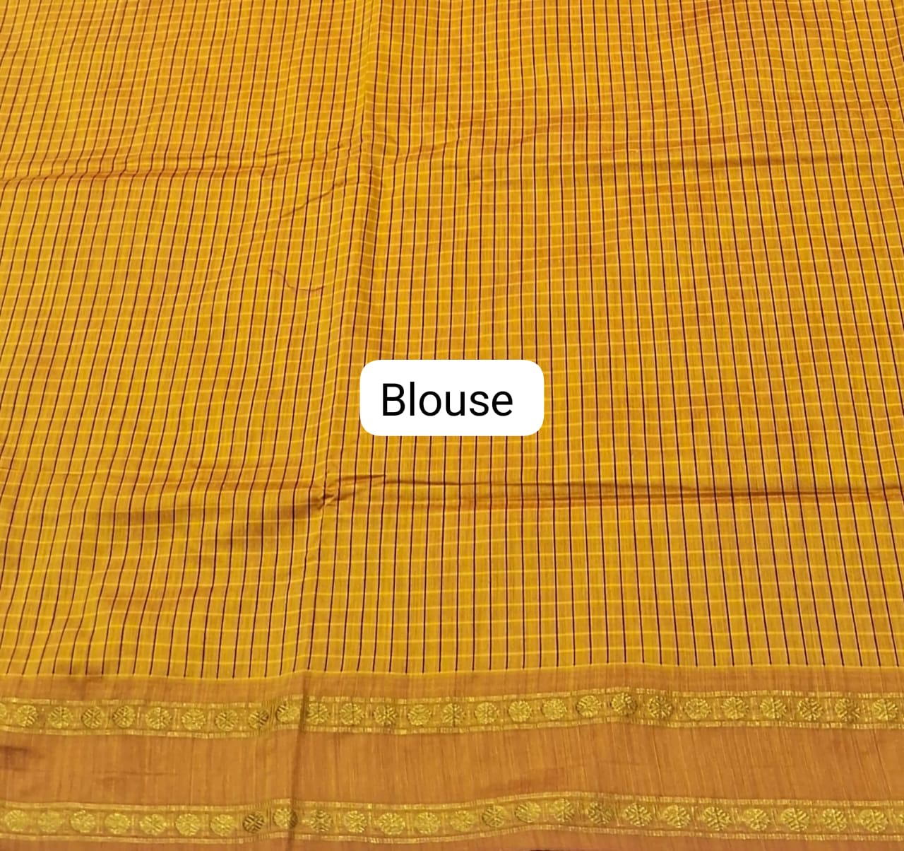 Mango Yellow Arani Cotton Saree blouse