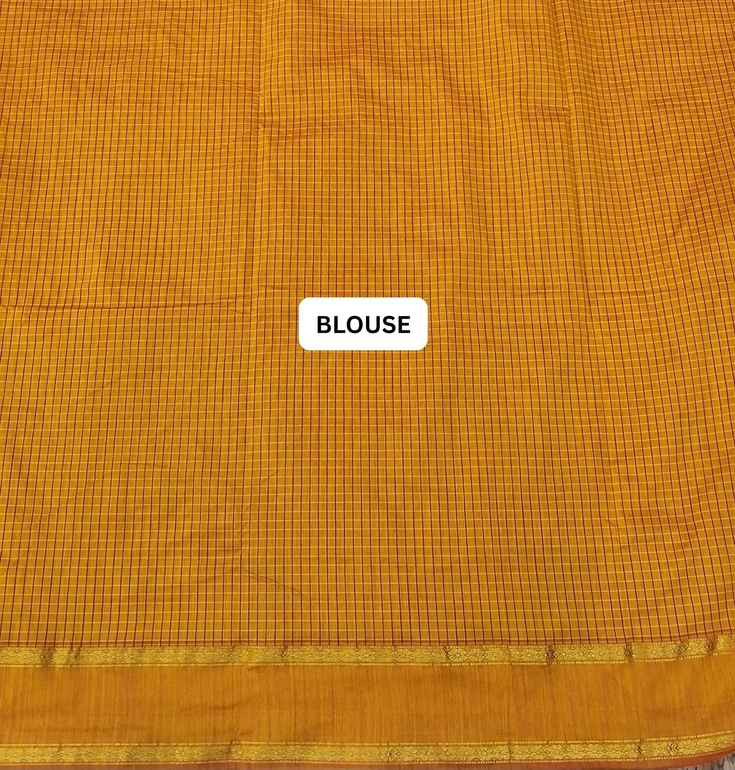 Mango Yellow Arani Cotton Saree blouse