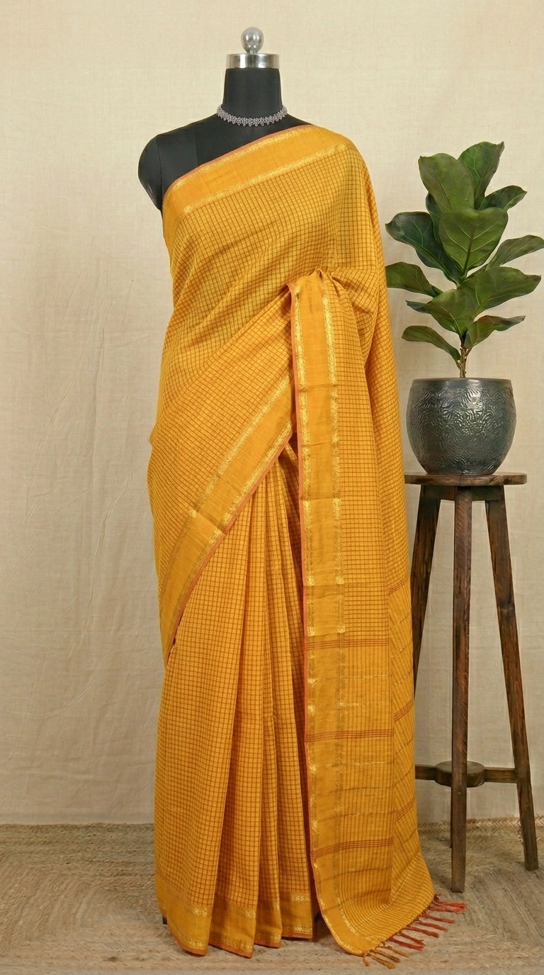 Mango Yellow Arani Cotton Saree