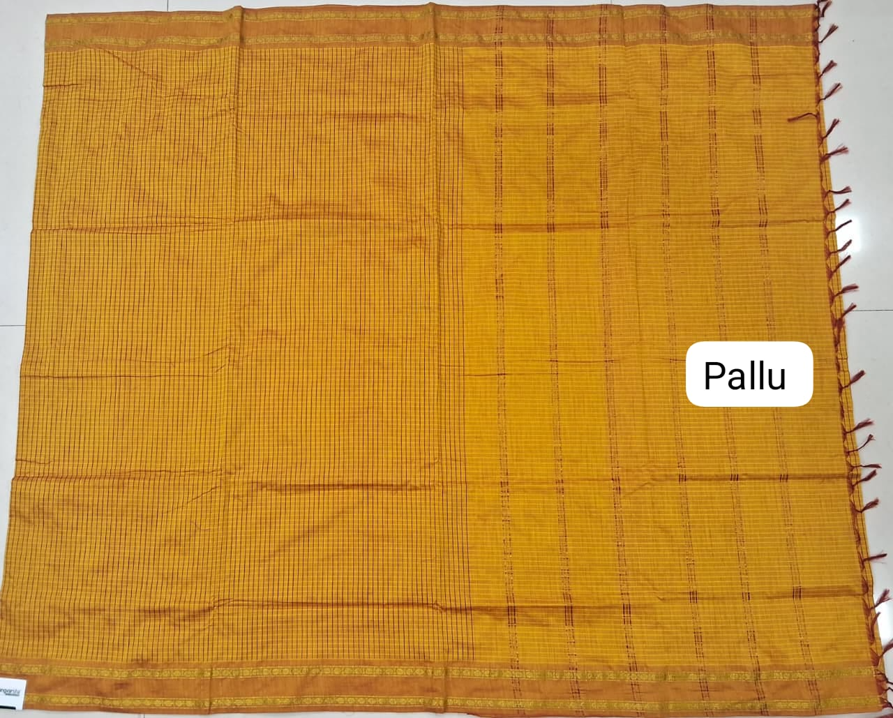 Mango Yellow Arani Cotton Saree pallu