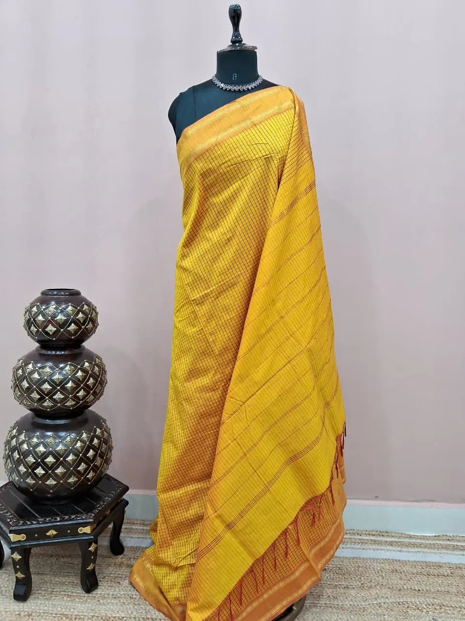 Mango Yellow Arani Cotton Saree