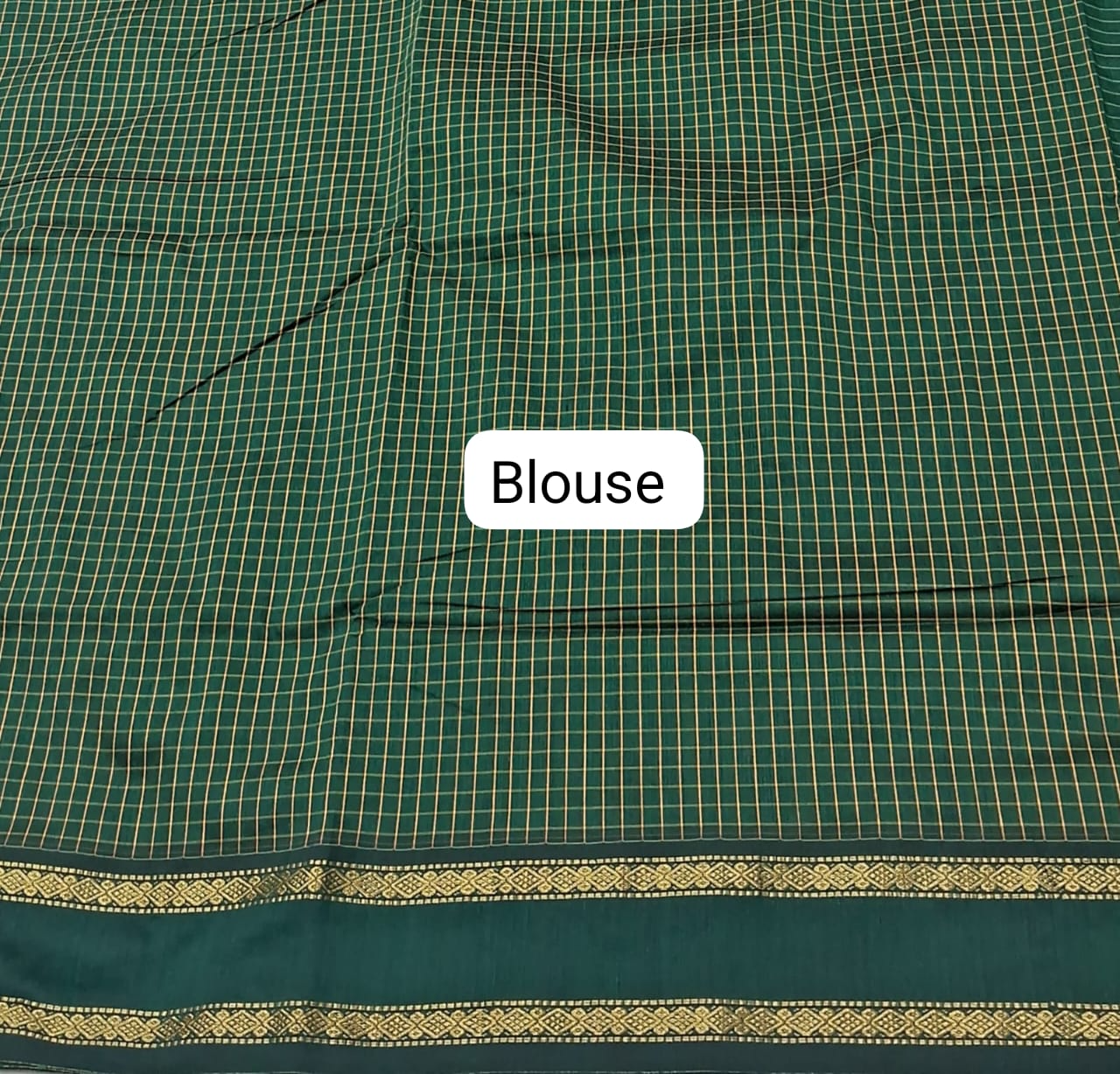Bottle Green Arani Cotton Saree blouse
