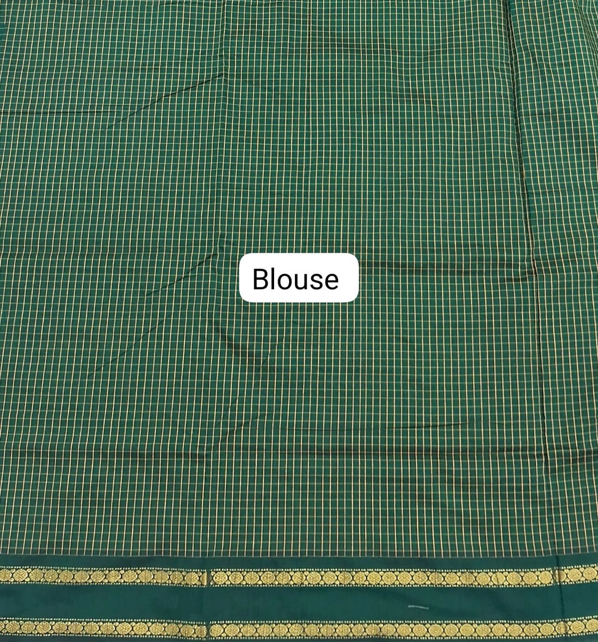 Radiance Bottle Green Arani Cotton Saree Blouse