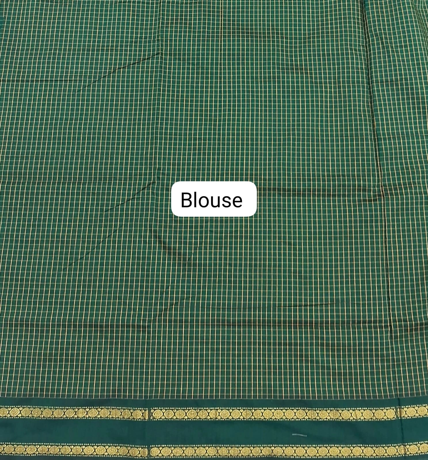 Radiance Bottle Green Arani Cotton Saree Blouse