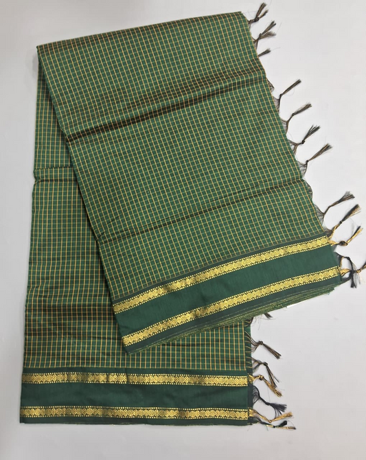 Bottle Green Arani Cotton Saree