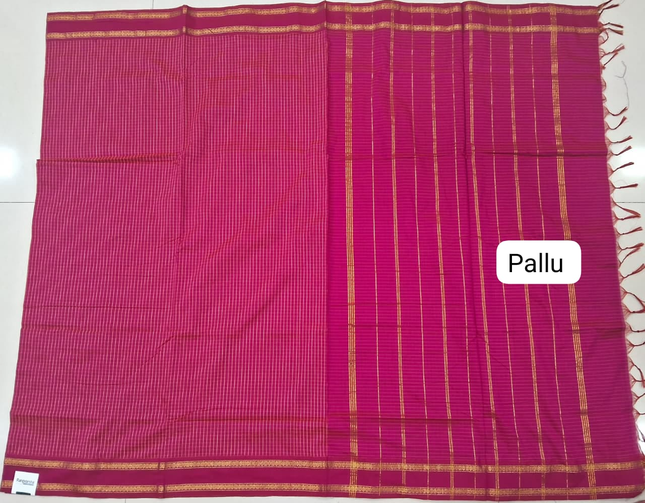 Pink Arani Cotton Saree pallu