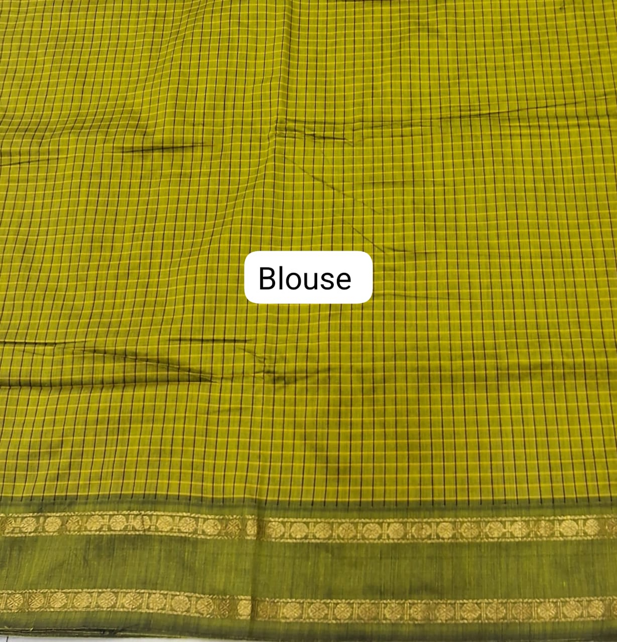 Radiant Bright Green Arani Cotton Saree blouse
