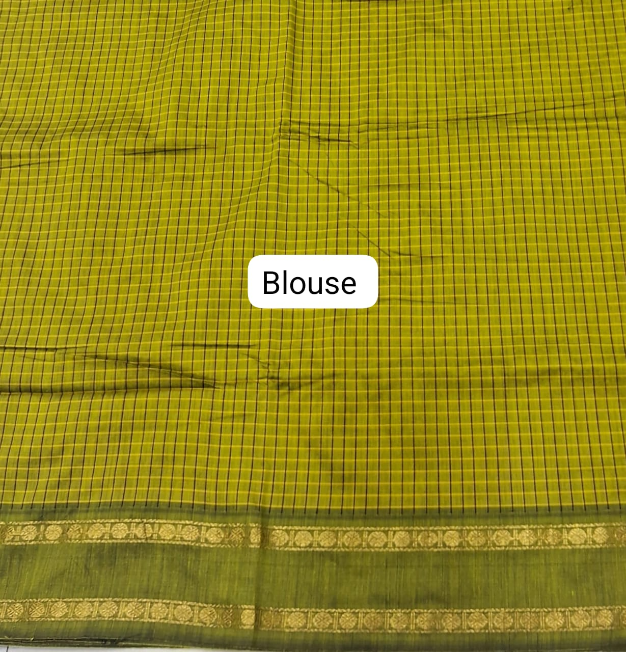 Radiant Bright Green Arani Cotton Saree blouse