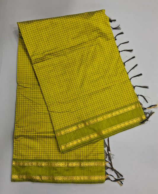 Bright Green Arani Cotton Saree