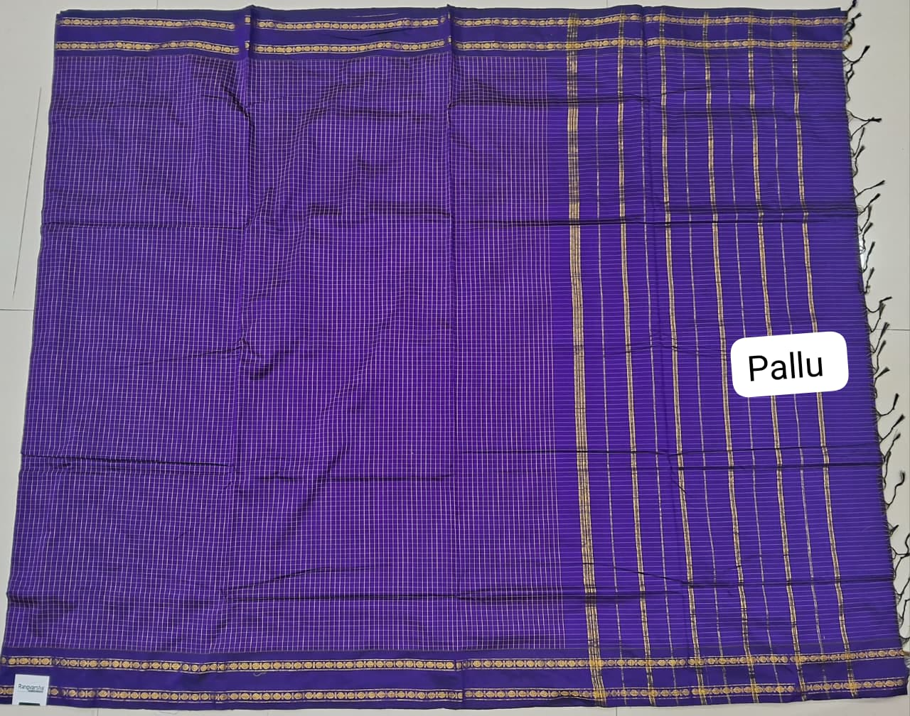Navy Blue Arani Cotton Saree pallu