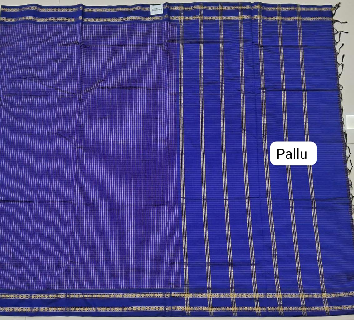 Blue Arani Cotton Saree pallu