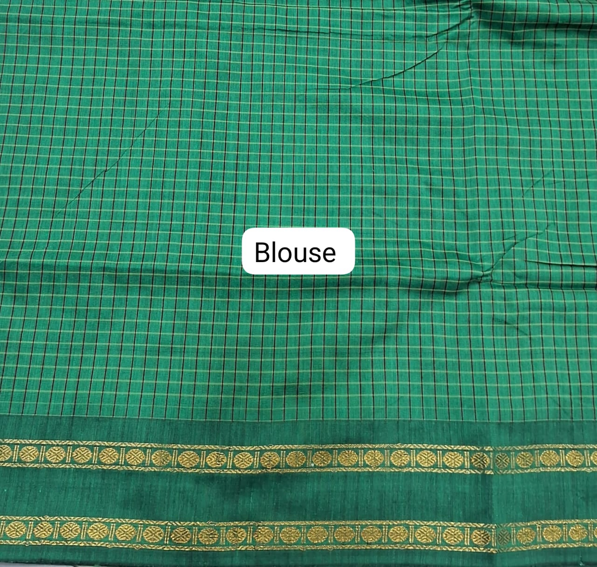 Traditional Rama Green Arani Cotton Saree blouse
