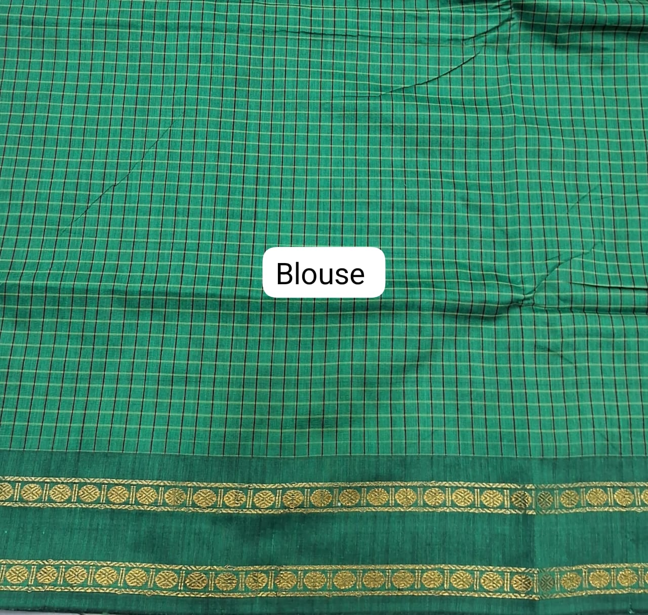 Traditional Rama Green Arani Cotton Saree blouse