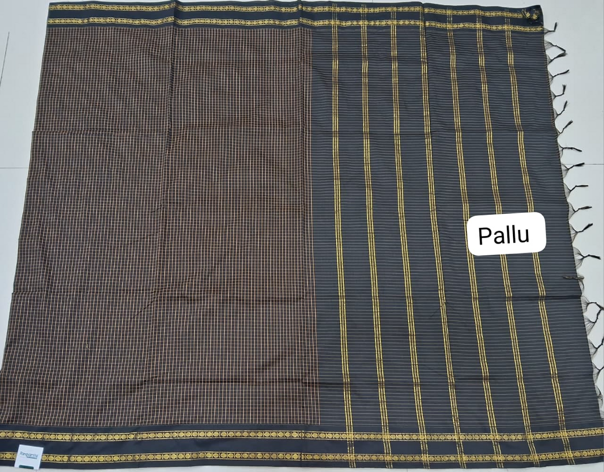 Black Arani Cotton Saree pallu