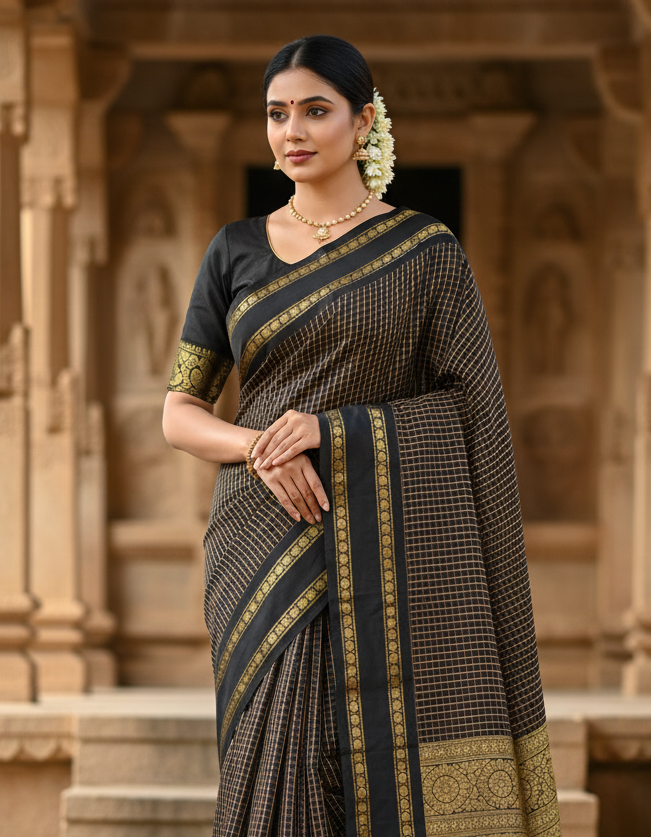 Black Arani Cotton Saree