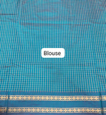 Pure Teal Blue Arani Cotton Saree Blouse