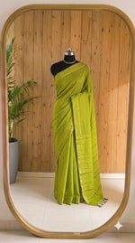 Vibrant bright green Arani cotton saree 