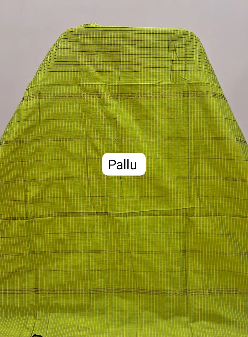 Vibrant bright green Arani cotton saree Pallu