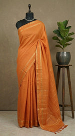 Light orange Arani cotton saree