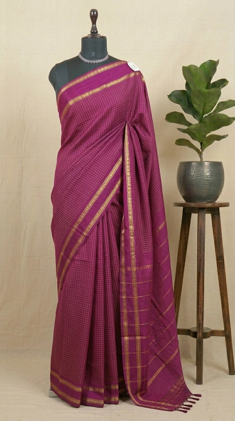 Elegant pink Arani cotton saree 