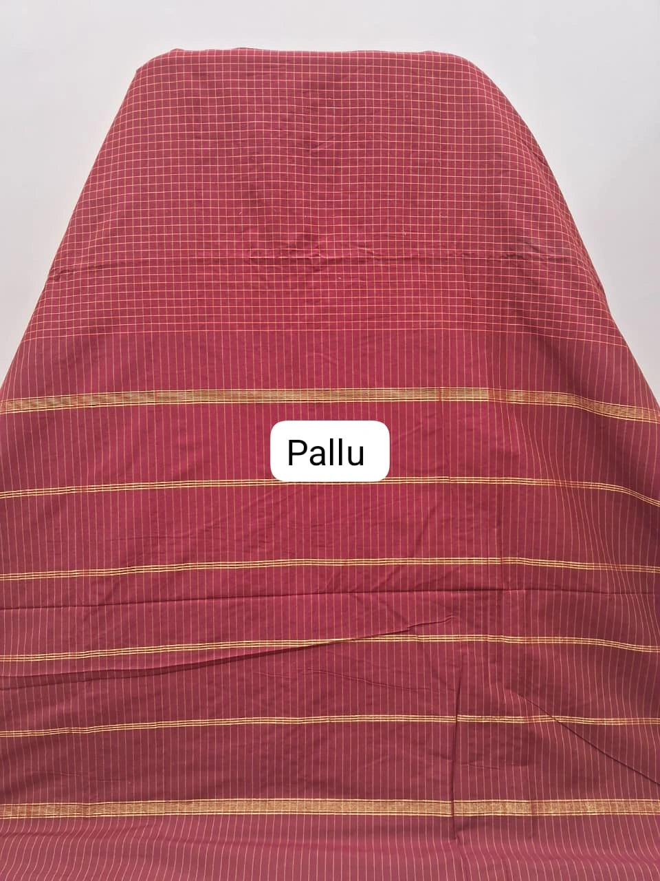 Classic maroon Arani cotton saree pallu