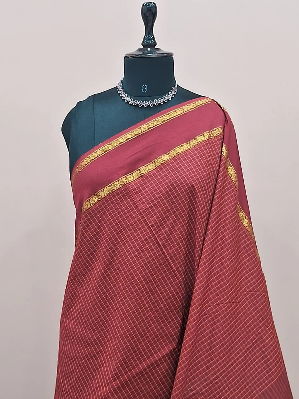 Classic maroon Arani cotton saree 1