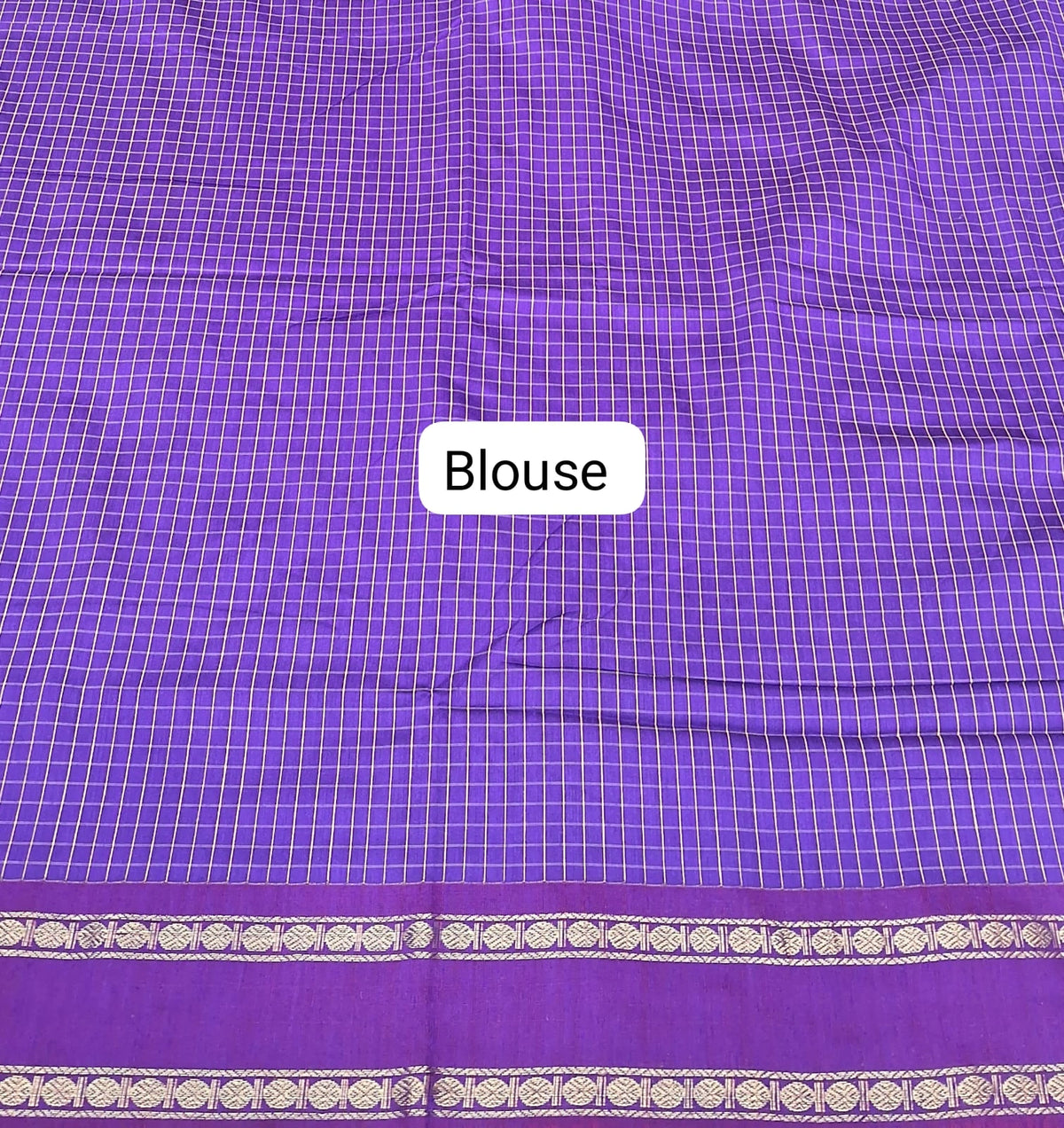 Navy Blue Arani Cotton Saree blouse