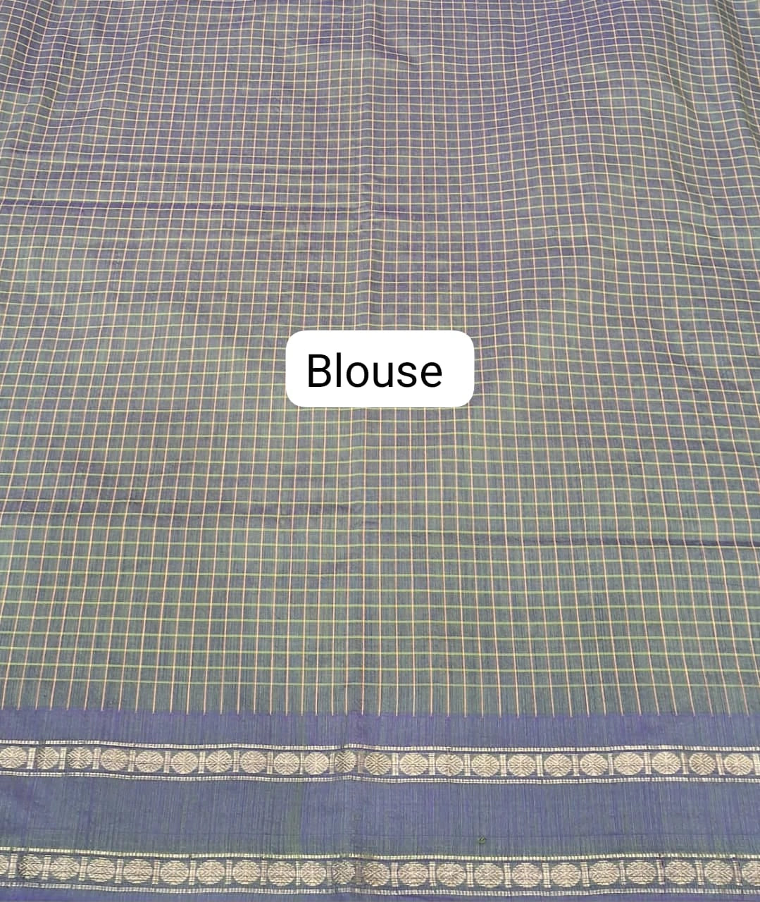 Light Olive Green Arani Cotton Saree blouse