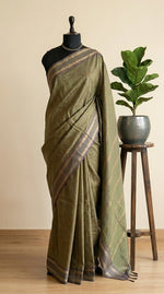 Light Olive Green Arani Cotton Saree