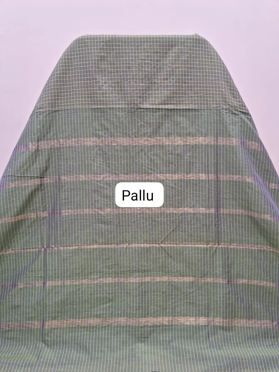 Light Olive Green Arani Cotton Saree pallu