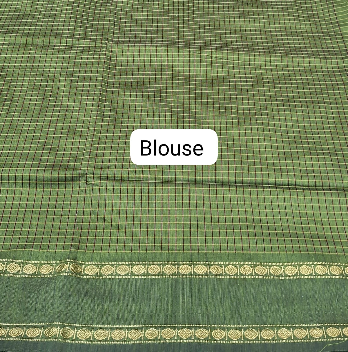 Green Arani Cotton Saree Blouse