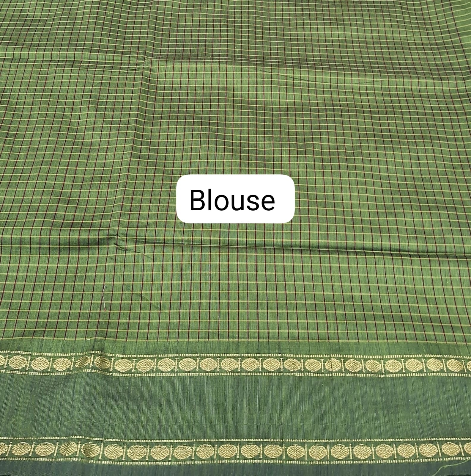 Green Arani Cotton Saree Blouse