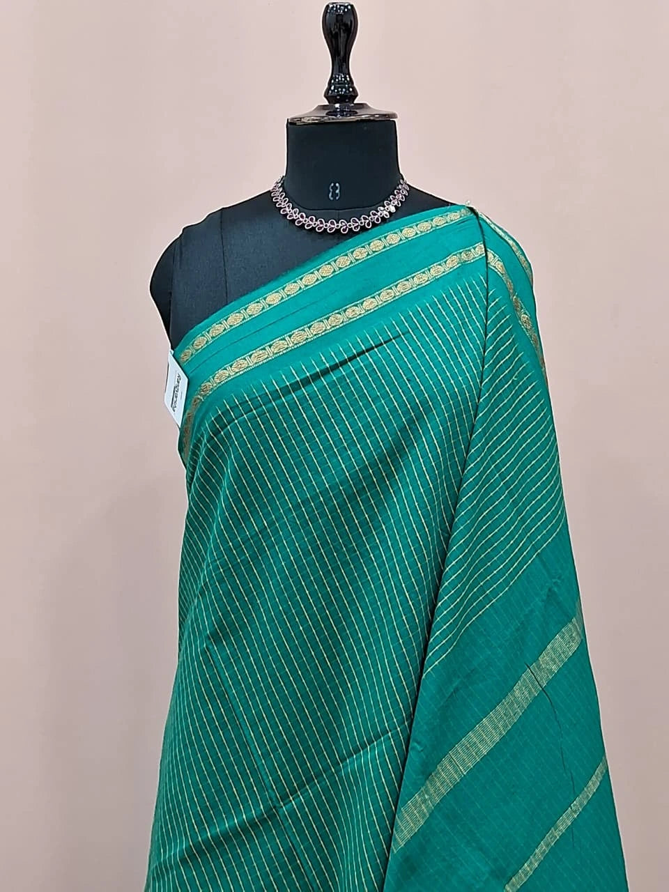 Teal Blue Arani Cotton Saree 1