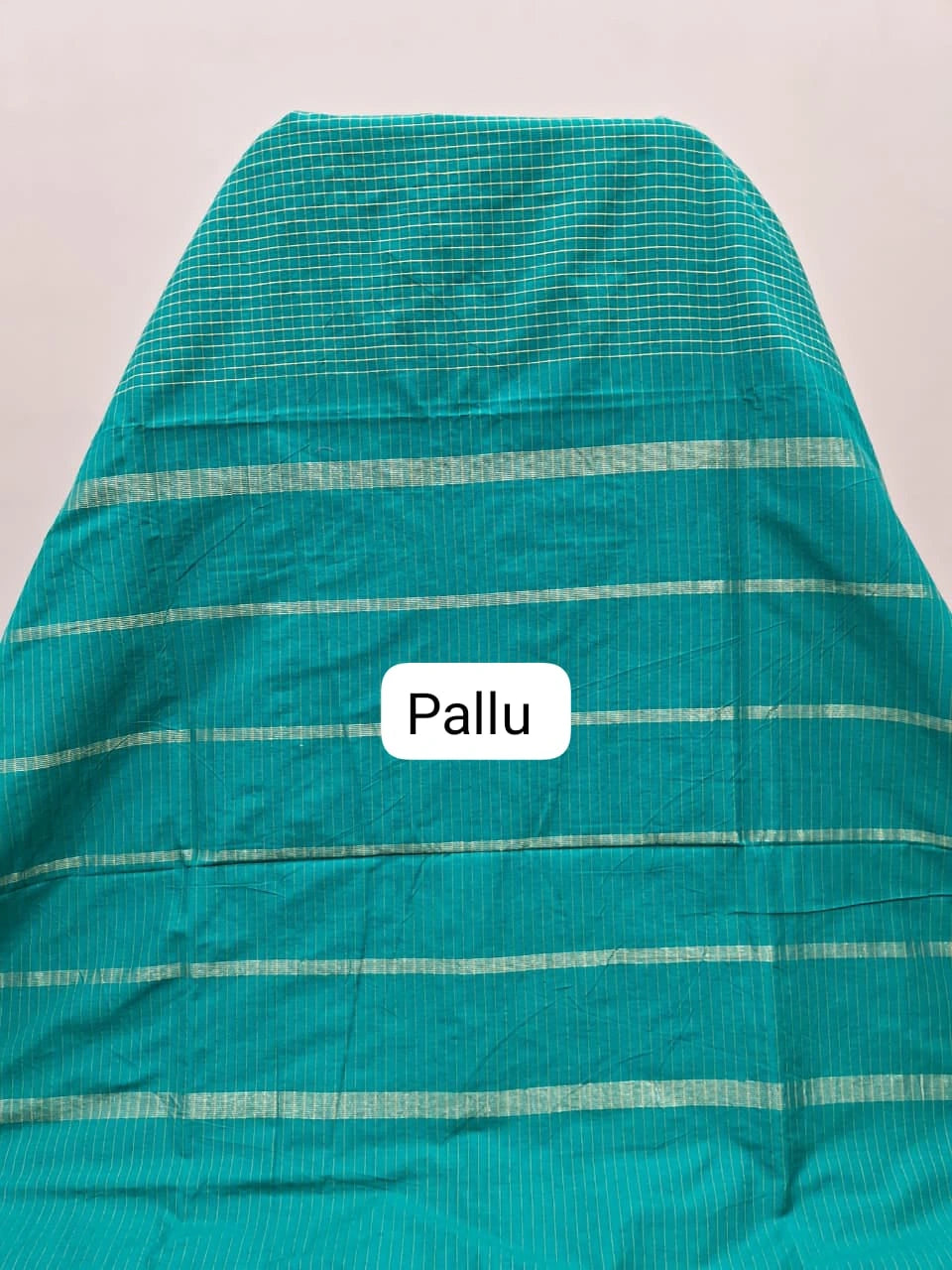Teal Blue Arani Cotton Saree Pallu