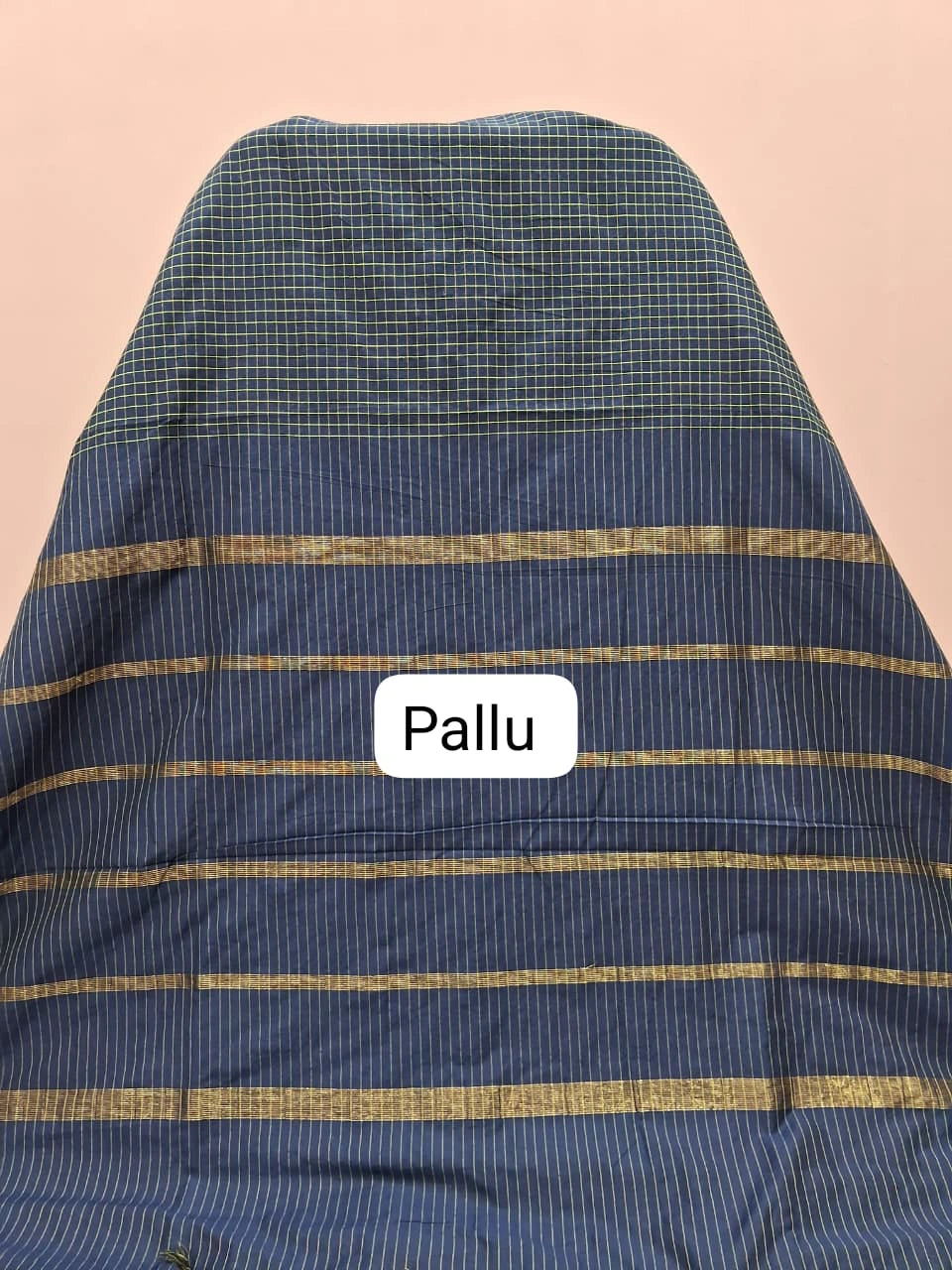 Deep Blue Arani Cotton Saree pallu