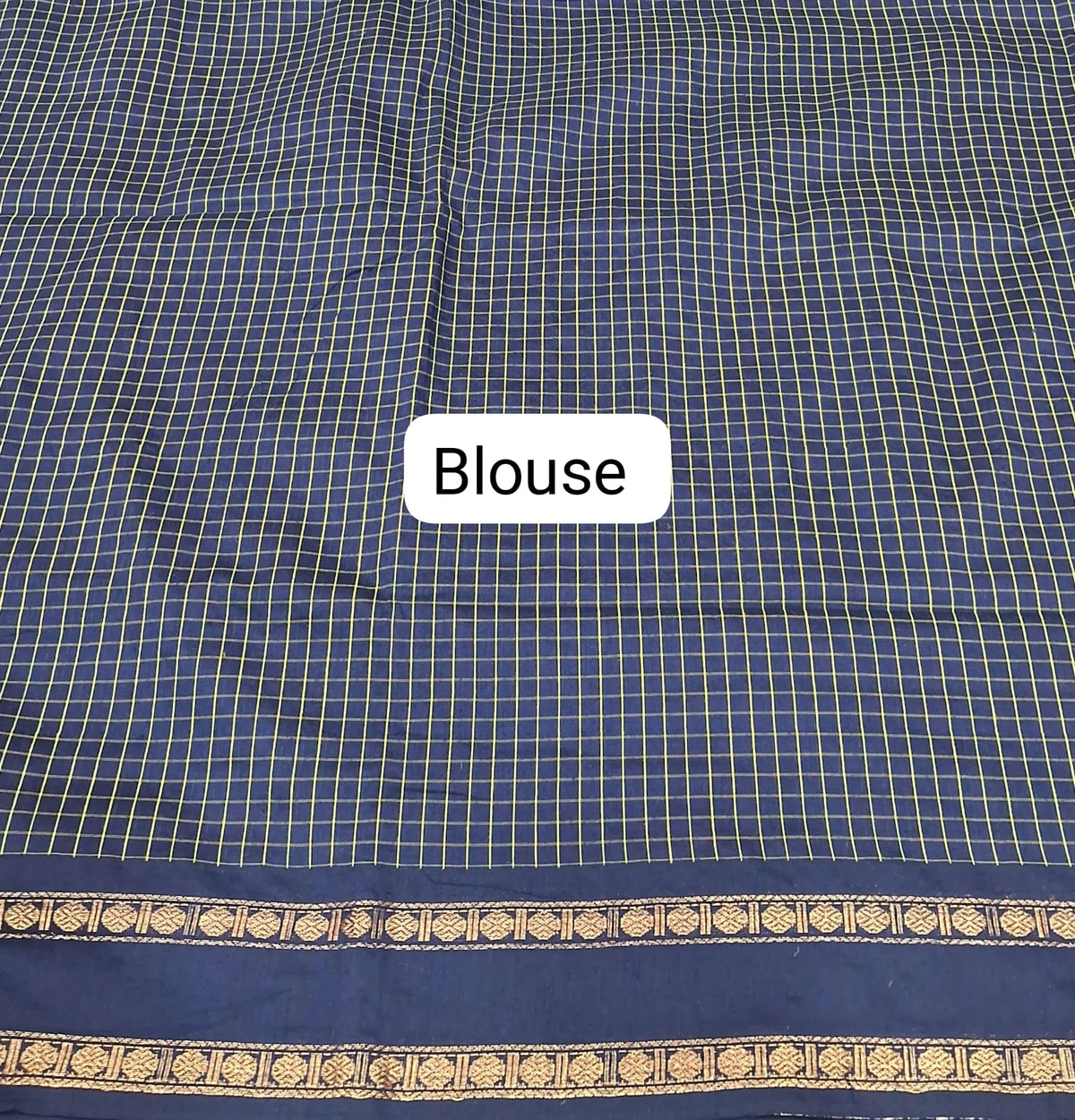 Deep Blue Arani Cotton Saree Blouse