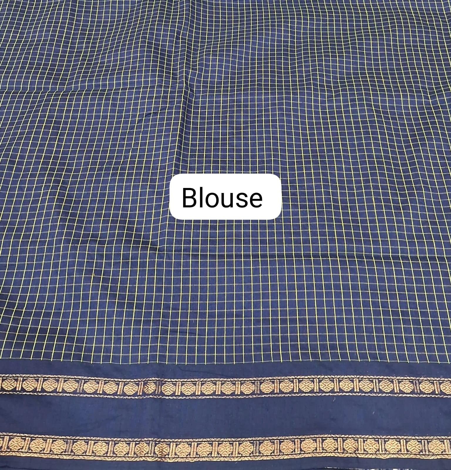 Deep Blue Arani Cotton Saree Blouse