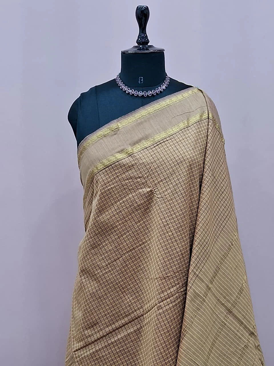 Dark Cream Arani Cotton Saree 1